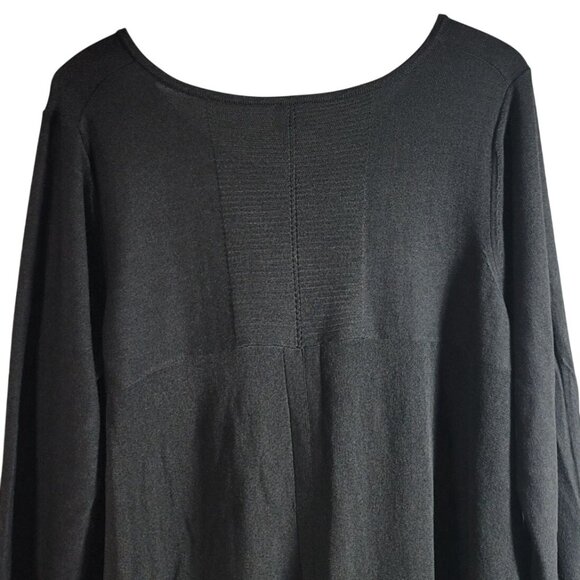 Cupio Curvy Tunic Sweater Gray 1X Long Sleeve Hi Low V Neck Pullover Semi-Sheer - Picture 6 of 8